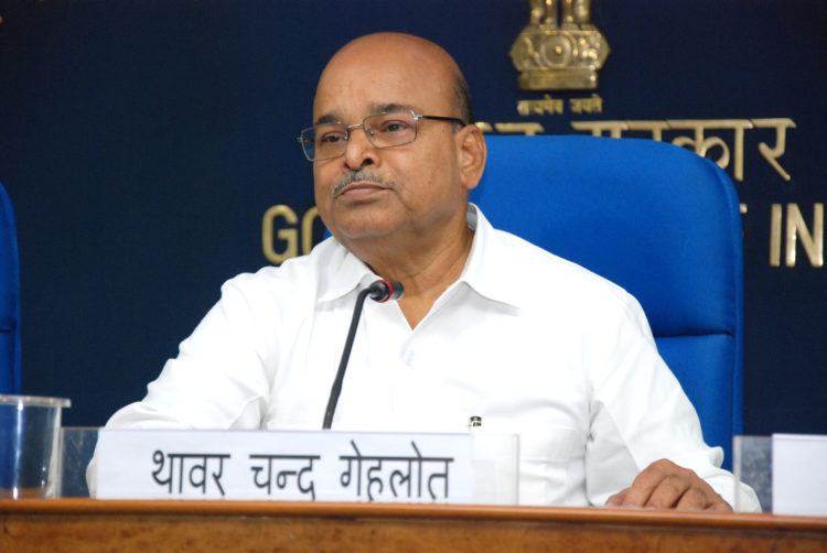 The Union Minister for Social Justice and Empowerment, Shri Thaawar Chand Gehlot addressing a press conference, in New Delhi on September 17, 2014.