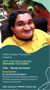 Event poster of Art For Inclusion “Inspiring Talk” series
