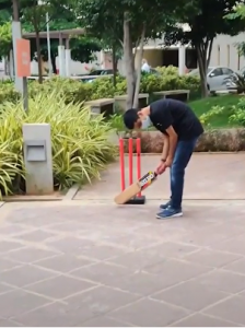 Pranav playing Cricket